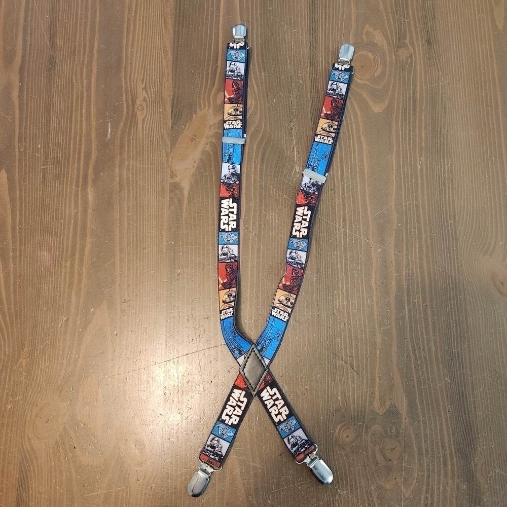 Star Wars Elastic Adjustable Clip-on Kids Suspenders Great Condition Multi-Color